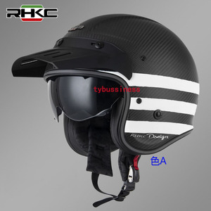 新発売★超軽量ハーフヘルメット 半帽 バイクヘルメット 炭素繊維内蔵サングラスM-XXLサイズ選択可能 4色有りA