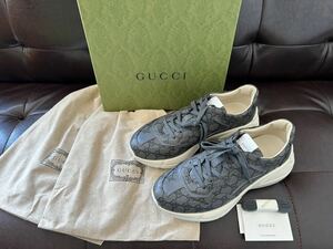 【 1円スタート！新品未使用 】GUCCI グッチ ライトン スニーカー GGスプリーム グレーモノグラム レザー size 8 26.5㎝ 付属品完備 749160