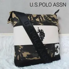 [美品]　U.S.POLO ASSN　ショルダーバッグ　迷彩　刺繍ロゴ　3