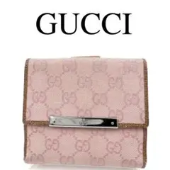 希少色 GUCCI グッチ 折り財布 GGキャンバス Wホック レザー