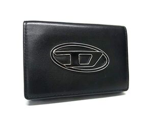 1円 ■美品■ DIESEL ディーゼル レザー 三つ折り 財布 ウォレット 札入れ 小銭入れ カード入れ メンズ ブラック系 FF8816