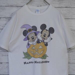 ディズニー Disney HAPPY HALLOWEEN ミッキーマウス ミニーマウス ハロウィン ハロウィーン プリント 半袖Tシャツ M ホワイト 20202856