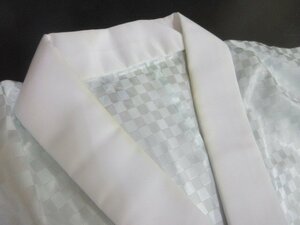 1円 良品 化繊 長襦袢 正月 式典 和装 和服 市松 水色 かわいい 袖無双 身丈133cm 裄67cm【夢職】★★★