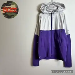 ナイキ　トラックジャケット　Mサイズ　ブルゾン　生地切替　バイカラー　紫　白