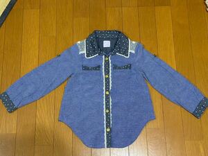 アクシーズファム(axes femme)kids キッズ　ウエスタンシャツ　シャンブレーシャツ　袖口ロールアップ　2wayshirt トップス サイズ120cm