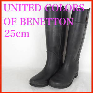 EB7876*UNITED COLORS OF BENETTON*ユナイテッドカラーズオブベネトン*レディースレインブーツ*25cm*黒