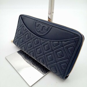 大村5月No.110 長財布 Tory Burch トリーバーチ ラウンドファスナー ネイビー系 ロゴ ブランド財布 メンズ レディース