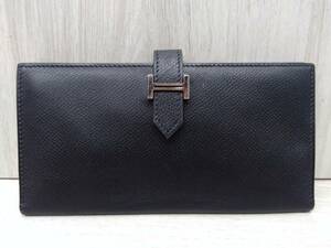 エルメス　HERMES　財布　ベアンスフレ　黒　鑑定書付