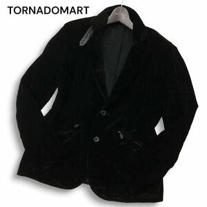 TORNADOMART トルネードマート 秋冬★ ベロア スリム 2B テーラード ジャケット Sz.S~M位　メンズ 黒 日本製　I4T03749_B#N