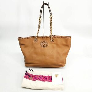 410004 TORY BURCH レザー チェーン マリオン トートバッグ ライトブラウン 商品購入書 袋付き トリーバーチ 良品▲3●