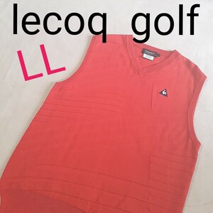 【超美品】lecoq golf ルコックゴルフ　コットン ベスト　綿　ロゴ刺繍　メンズLL　