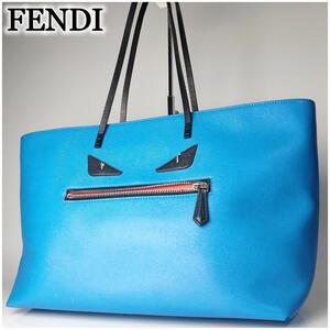 【極美品・希少】FENDI フェンディ バッグ モンスター バグズ 限定 レザー トートバッグ ハンドバッグ バック 手提げ 手持ち 鞄 カバン 青