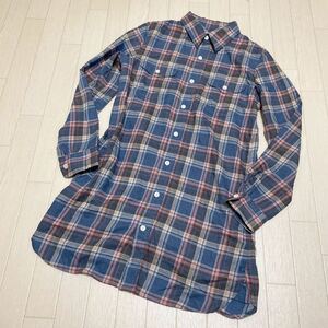 和48★ Lee Sanforized Shrunk リー 長袖 シャツワンピース チェック M レディース ブルー レッド