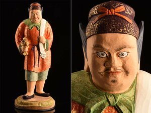 【流】仏教美術 木彫彩色大黒置物 高53cm 箱付 TS205