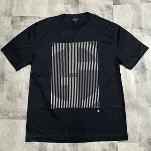 希少★XXLサイズ ジョルジオアルマーニ GIORGIO ARMANI 黒タグ 特大サイズ Tシャツ 半袖シャツ カットソー ロゴ ブラック 黒