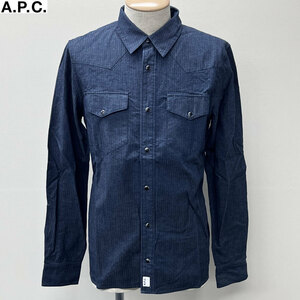 A.P.C. アーペーセー 新品 メンズ ヘリンボーン ウエスタン シャツ COCWT H12399 インディゴ S 送料無料 並行輸入品