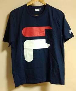 FILA [フィラ]半袖 コットン Ｔシャツ (胸ポケット付き)/Ｌサイズ/ネイビー/綿100%/カットソー/トップス/美品/古着