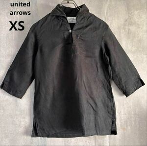 ユナイテッドアローズ　united arrows 麻　黒　シャツ　透け感　XS