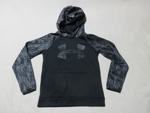 X-176★アンダーアーマー・1302299♪黒色/UA AF BIG LOGO PRINTED HOODY UNDER ARMOUR スウェットパーカー(YLG)★