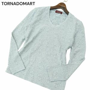 TORNADOMART トルネードマート 通年 イタリア製生地★ タック ボーダー 長袖 Vネック カットソー ロンTシャツ Sz.M　メンズ　A4T08535_7#C