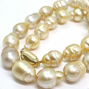 大珠!!《ゴールデンパールネックレス》A 99.0g 約44.5cm 約12.0-13.5mm珠 pearl 白蝶 necklace ジュエリー jewelry EA8/EC0