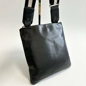 1円 美品 BALLY バリー ショルダーバッグ レザー トレスポ シルバー金具 ビジネス ブラック 黒 斜め掛け 通勤 本革 サコッシュ