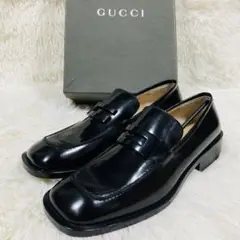 未使用品 GUCCI グッチ スクエア　トゥ ローファー ブラック　35 1/2