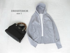 ☆ドレステリア☆パーカー☆長袖☆グレー☆1(S)☆コットン☆ZIPデザイン☆スウェット☆DRESSTERIOR