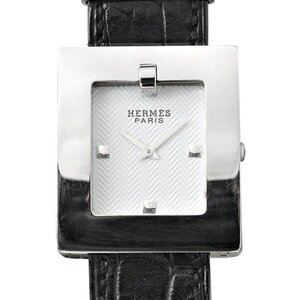 1円～ HERMES ベルトウォッチ BE1.210 ホワイト文字盤 SS/レザー レディース腕時計 クォーツ 26mm □D刻印 エルメス