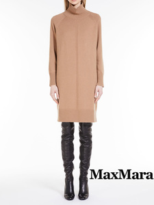 【シーズンオフにつき特別価格！】　マックスマーラ　Max Mara　カシミヤ混 ハイネックニットワンピース　キャメル　XSサイズ【送料無料】