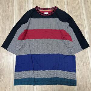 ★送料360円★高級 Paul Smith ポールスミス 半袖 Tシャツ カットソー 総柄 ボーダー メンズ サイズM 日本製 R-5881