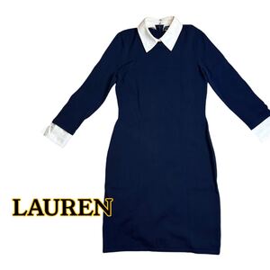 美品 LAUREN ラルフローレン ニット ワンピース 襟付 XS