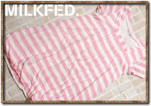 美品！！☆MILKFED.　ミルクフェド　ボーダーカットチュニック　白×ピンク☆