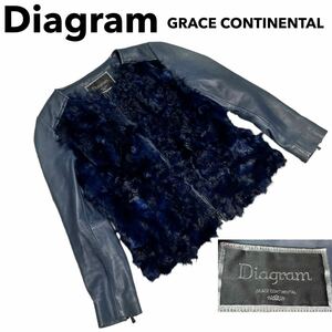 Diagram GRACE CONTINENTAL ファー ラムレザー ライダースジャケット ノーカラー レザージャケット ダイアグラム グレースコンチネンタル