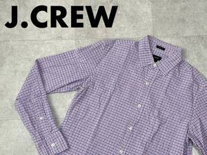 ☆送料無料☆ J.CREW ジェイクルー USA直輸入 古着 長袖 チェック 胸ポケット付 マチ付き シャツ メンズ S ライトパープル トップス 中古