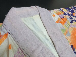 1円 良品 正絹 長襦袢 縮緬 式典 和装 和服 アンティーク 大正ロマン 貝合わせ 花柄 扇子 袷 身丈127cm 裄62cm【夢職】★★★