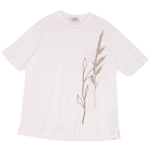 未使用 エルメス HERMES 23SS Tシャツ カットソー 半袖 ショートスリーブ 総柄 コットン トップス メンズ M ホワイト cf05ed-rm10f10394