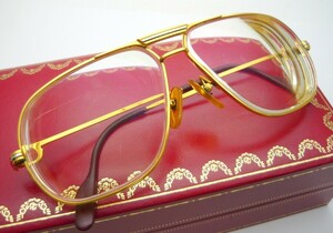 1000円スタート 眼鏡 Cartier カルティエ トリニティ 59□12 135 度入り ウェリントン 箱付 めがね メガネ アイウェア KSM D10018