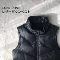 JACK  ROSE レザー　豚革　ダウンベスト　ブラック　シボ加工　フード収納