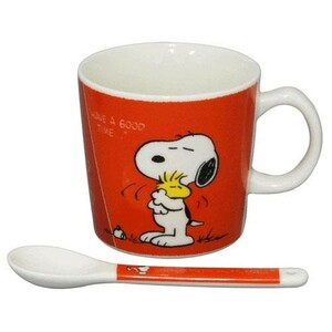 スヌーピー(SNOOPY/PEANUTS)マグカップ＆スプーンセット《赤》