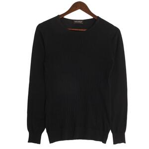 ジョンスメドレー JOHN SMEDLEY クルーネック ウール ニット プルオーバー 長袖 カットソー トップス M 黒 ブラック ur62