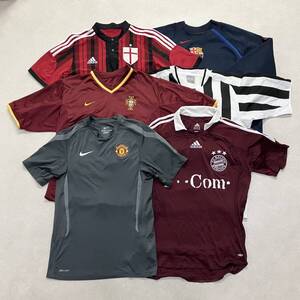 ● サッカー ユニフォーム 6点 まとめ Tシャツ トレーナー ACミラン FCバルセロナ マンチェスターユナイテッドFC 等 sizeMIX メンズ 1.34kg