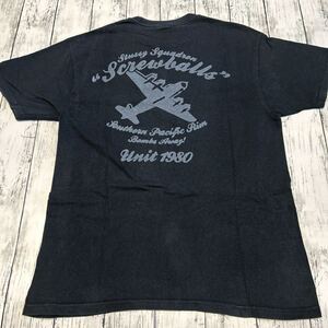 00s OLD STUSSY ステューシー Unit 1980 Squadren Screwlalls 戦闘機 プリント ビンテージ 半袖Tシャツ