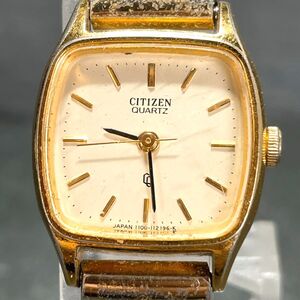 CITIZEN シチズン 4-104307 腕時計 アナログ クオーツ 3針 スクエア アイボリー文字盤 メタルバンド 新品電池交換済み 動作確認済み