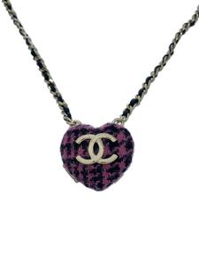 CHANEL◆B22K/ネックレス/ツィード/PNK/トップ有/レディース/ロケット/ペンダント/チャーム/ココマーク