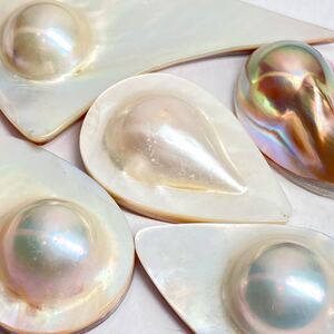 1円〜!!変形!!(マベパールおまとめ164ct)j 約32.8g 裸石 宝石 ジュエリー jewelry mabe pearl パール 半円真珠 変形 w4 N39