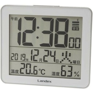 ランデックス(Landex) 置き時計 電波 デジタル スリーユニット 温度 湿度 カレンダー表示 シルバー YT5277SV1