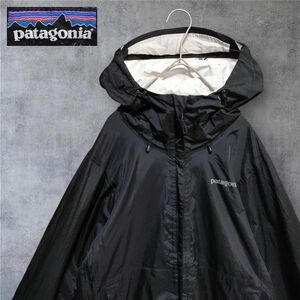 【A73】patagonia パタゴニア フルジップ マウンテンパーカーH2NO ナイロンジャケット サイズS ワンポイントプリントロゴ ブラック