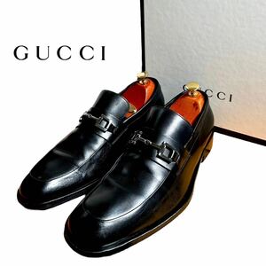 【本物保証】美品◆ GUCCI グッチ ◆ホースビット　ローファー ビジネスシューズ 革靴 ドレスシューズ 074719 サイズ 42 1/2E 27.5cm相当