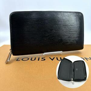 c745真贋済【ルイヴィトン】美品” LOUIS VUITTON エピ オーガナイザー ジッピーウォレット 財布 M63852 ラウンドファスナー ノワール 黒